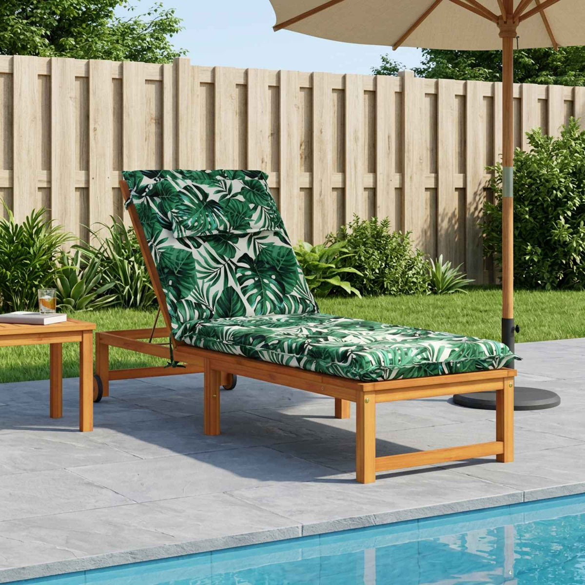 vidaXL Sunlounger Cushion GEMERT 100% Polyester Leaf Pattern 1