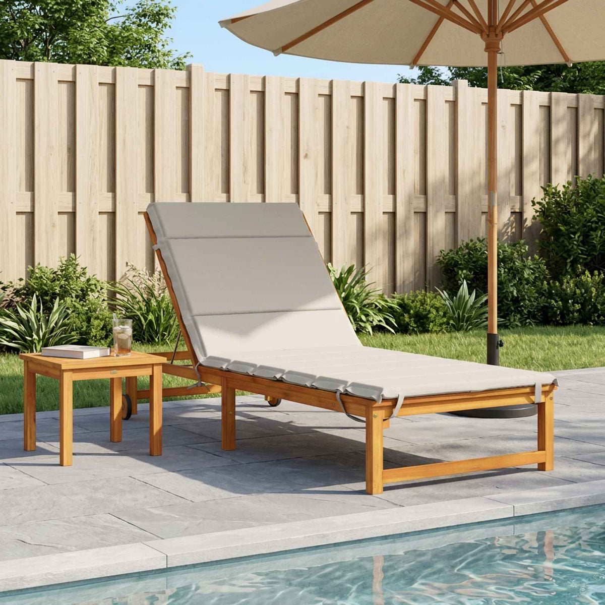 vidaXL Sunlounger Cushion GEMERT 100% Polyester White 200 x 80 x 3 cm 1