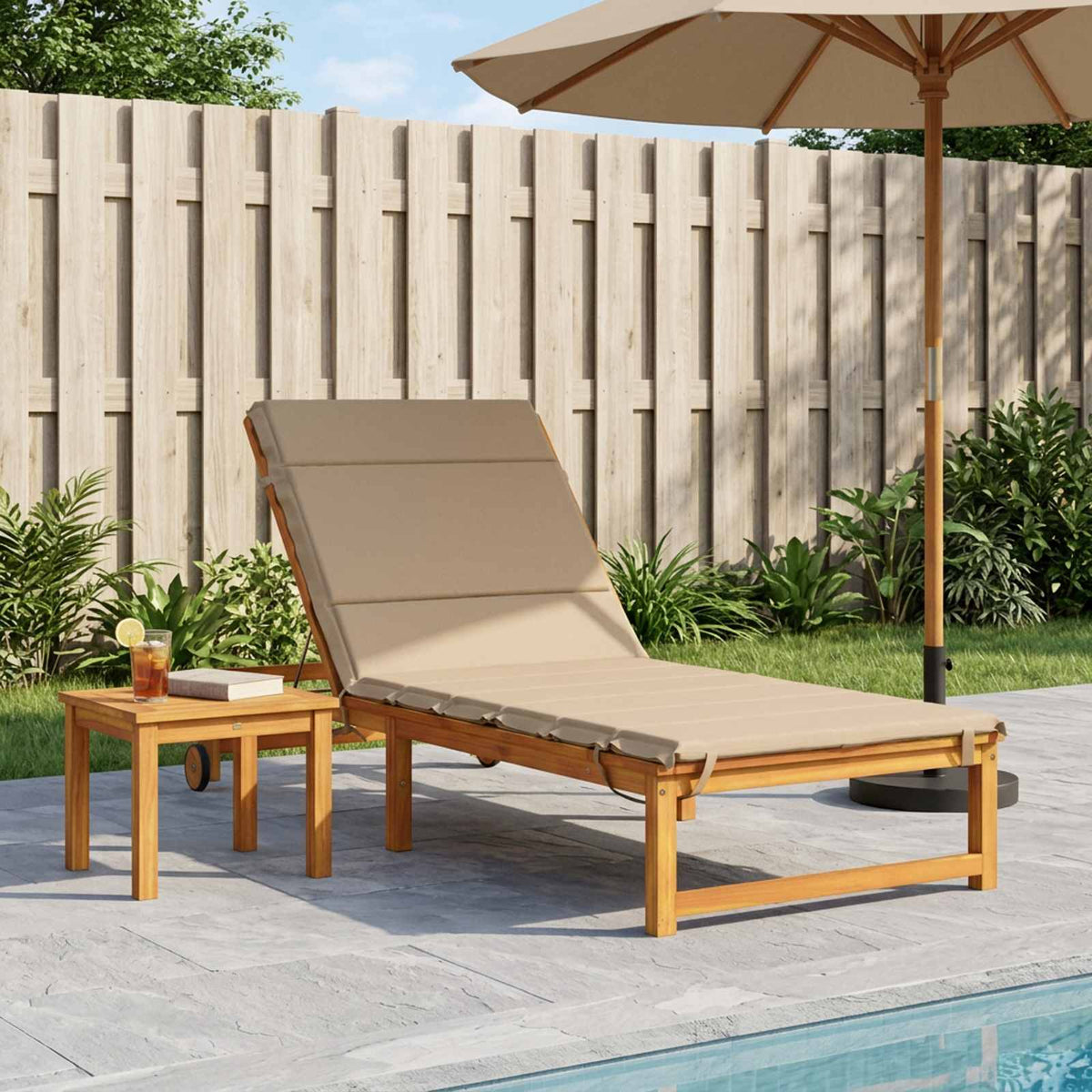 vidaXL Sunlounger Cushion GEMERT 100% Polyester Sand 200 x 80 x 3 cm 1