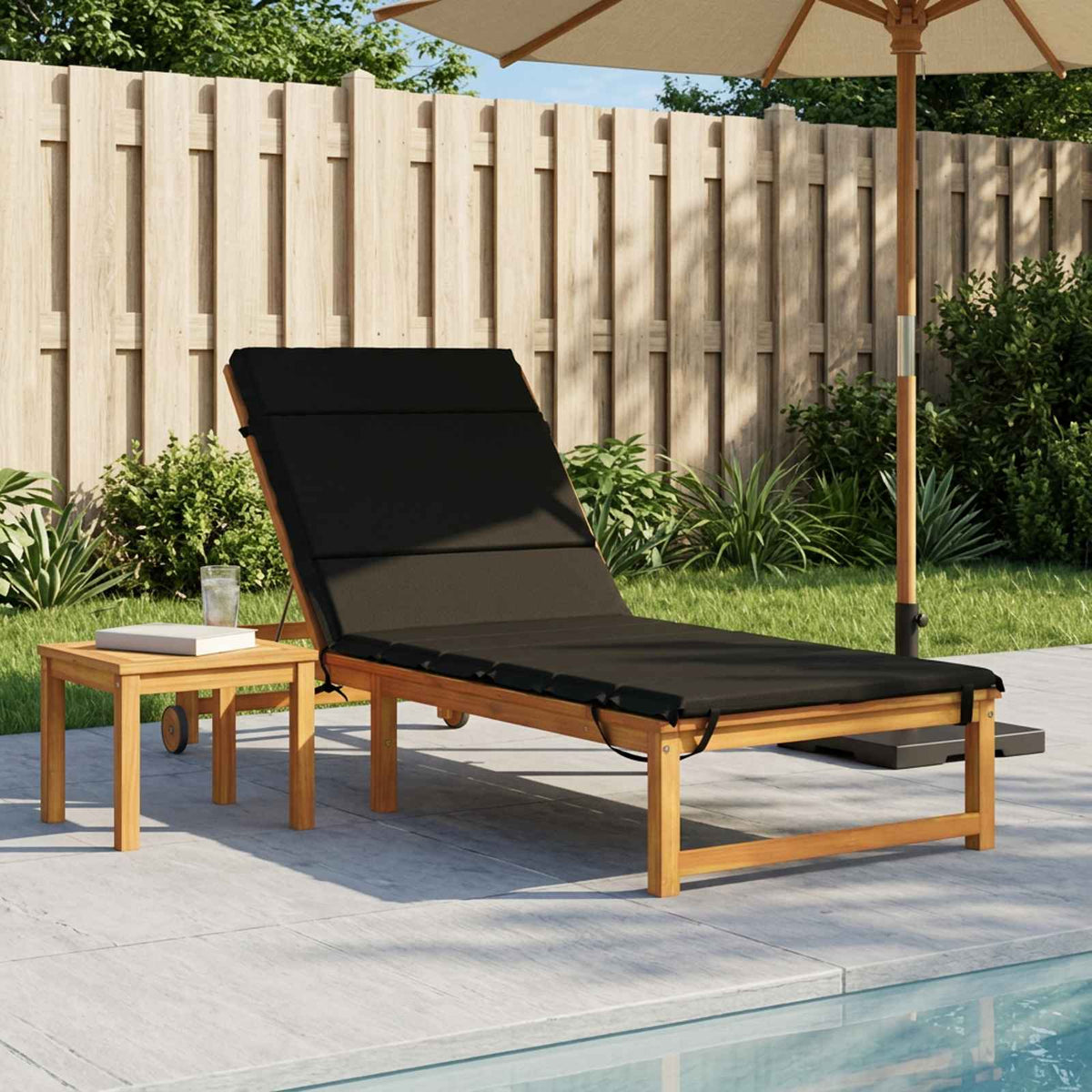 vidaXL Sunlounger Cushion GEMERT 100% Polyester Black 200 x 80 x 3 cm 1