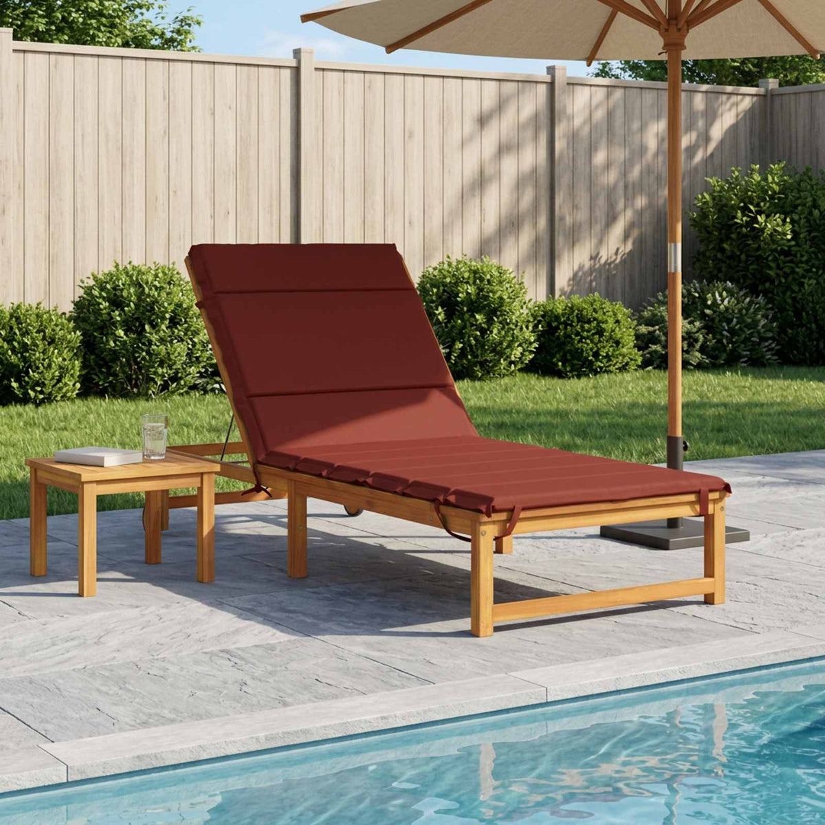 vidaXL Sunlounger Cushion GEMERT 100% Polyester Red 200 x 80 x 3 cm 1