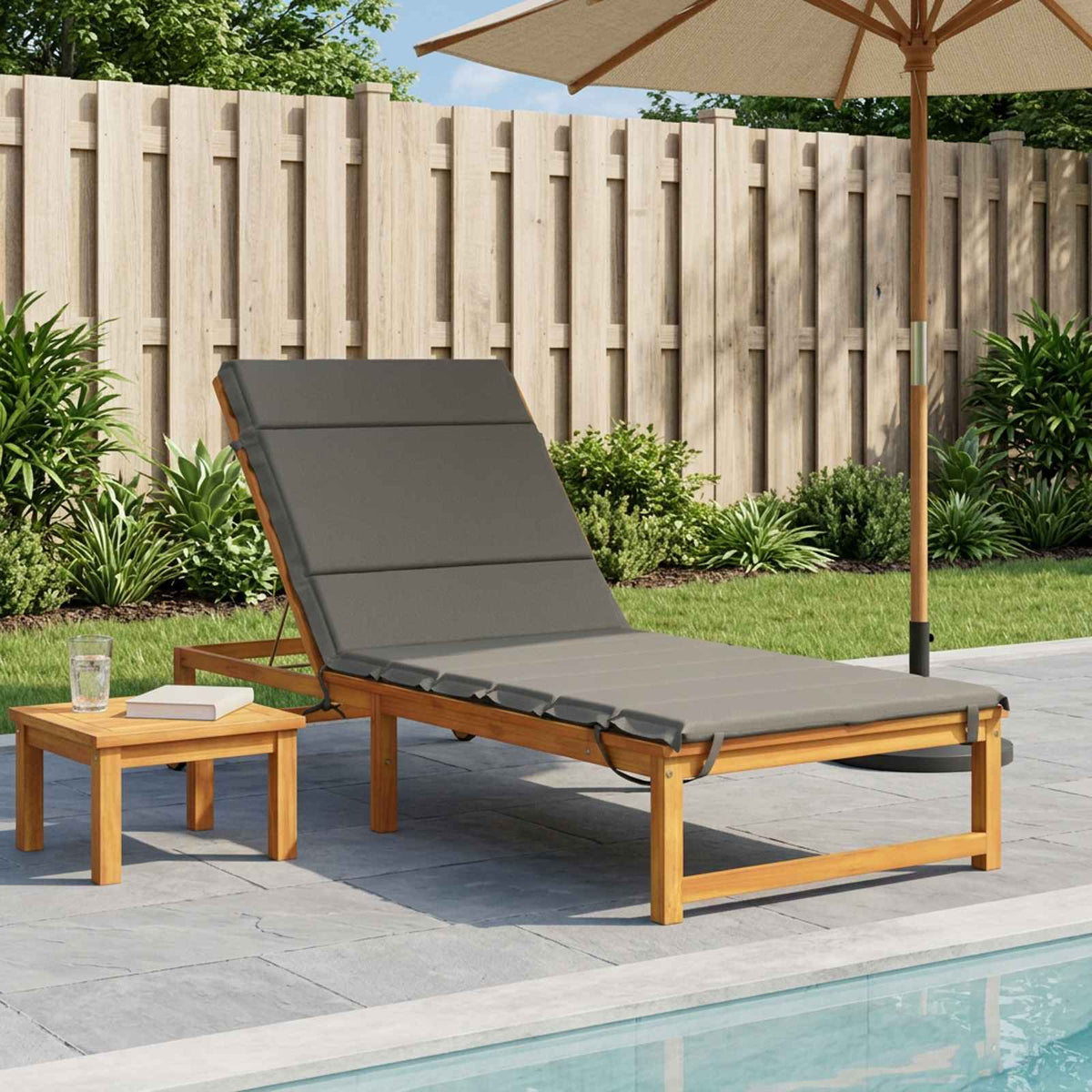 vidaXL Sunlounger Cushion GEMERT 100% Polyester Grey 200 x 80 x 3 cm 1