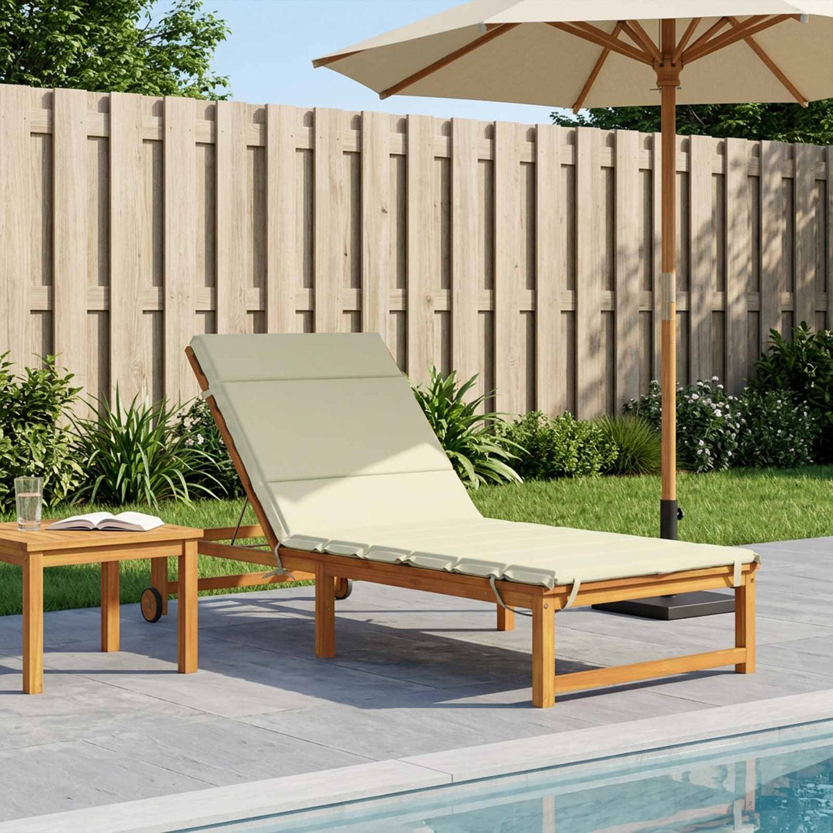 vidaXL Sunlounger Cushion GEMERT 100% Polyester Cream 200 x 80 x 3 cm 1