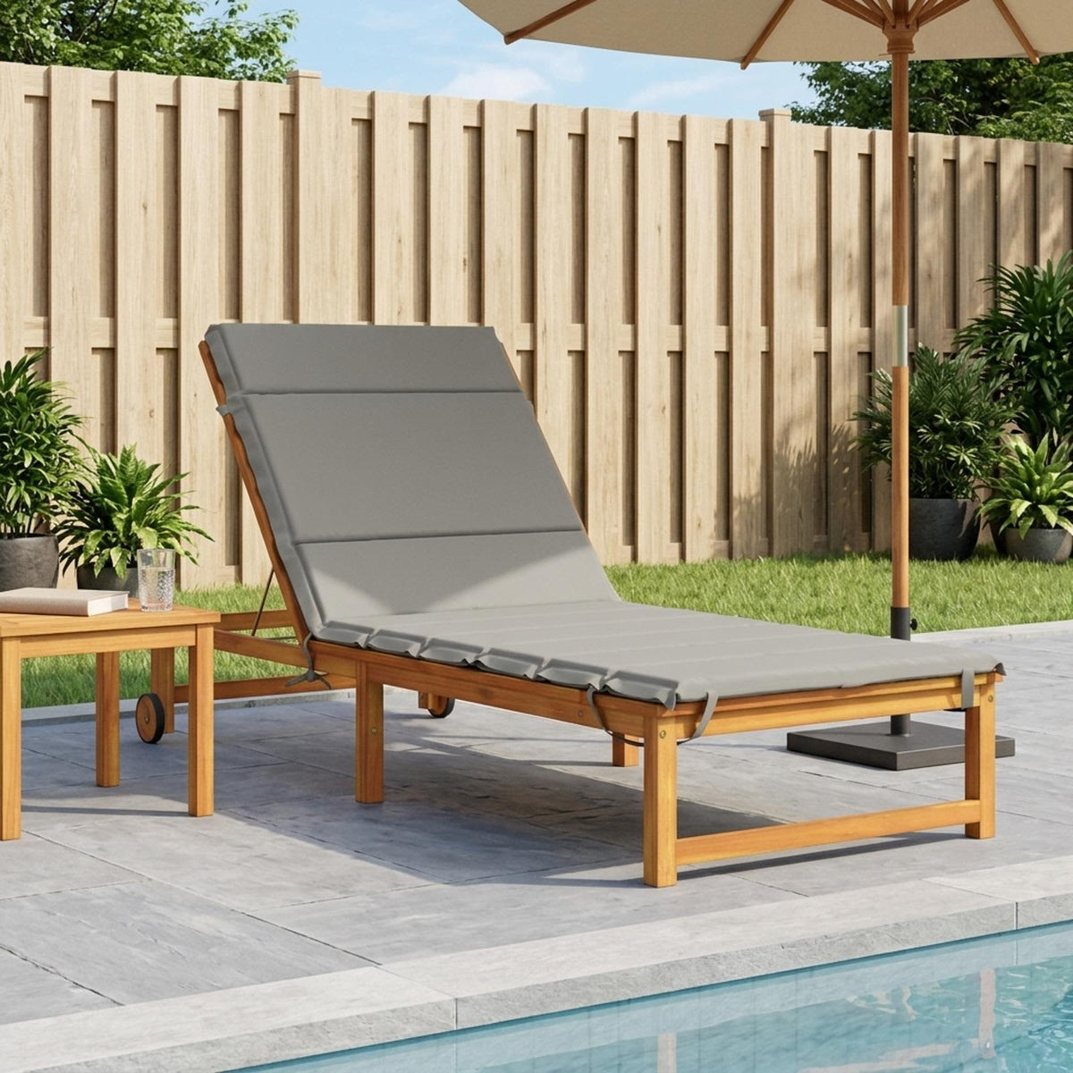vidaXL Sunlounger Cushion GEMERT 100% Polyester Grey 200 x 80 x 3 cm 1