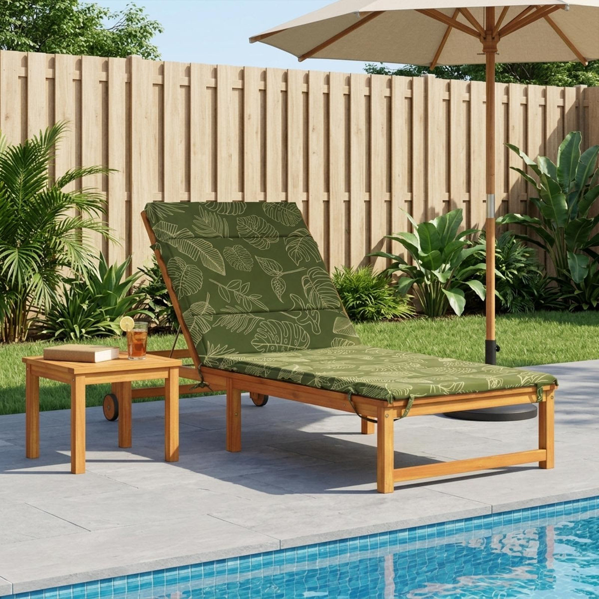 vidaXL Sunlounger Cushion GEMERT 100% Polyester Leaf Design 1