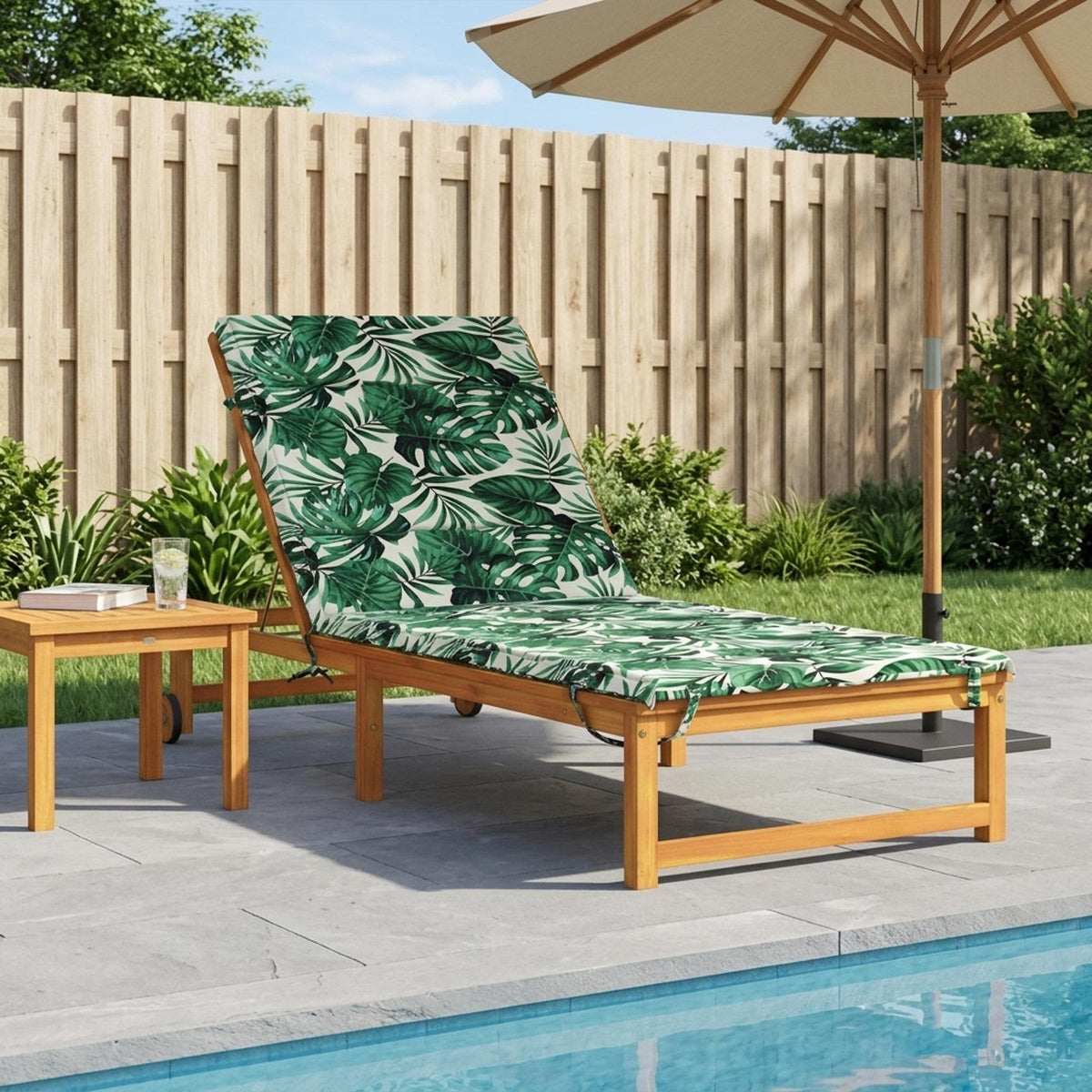 vidaXL Sunlounger Cushion GEMERT 100% Polyester Leaf Pattern 1