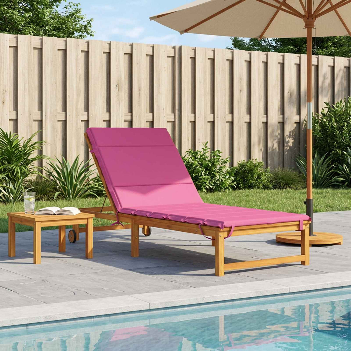 vidaXL Sunlounger Cushion GEMERT 100% Polyester Pink 200 x 80 x 3 cm 1