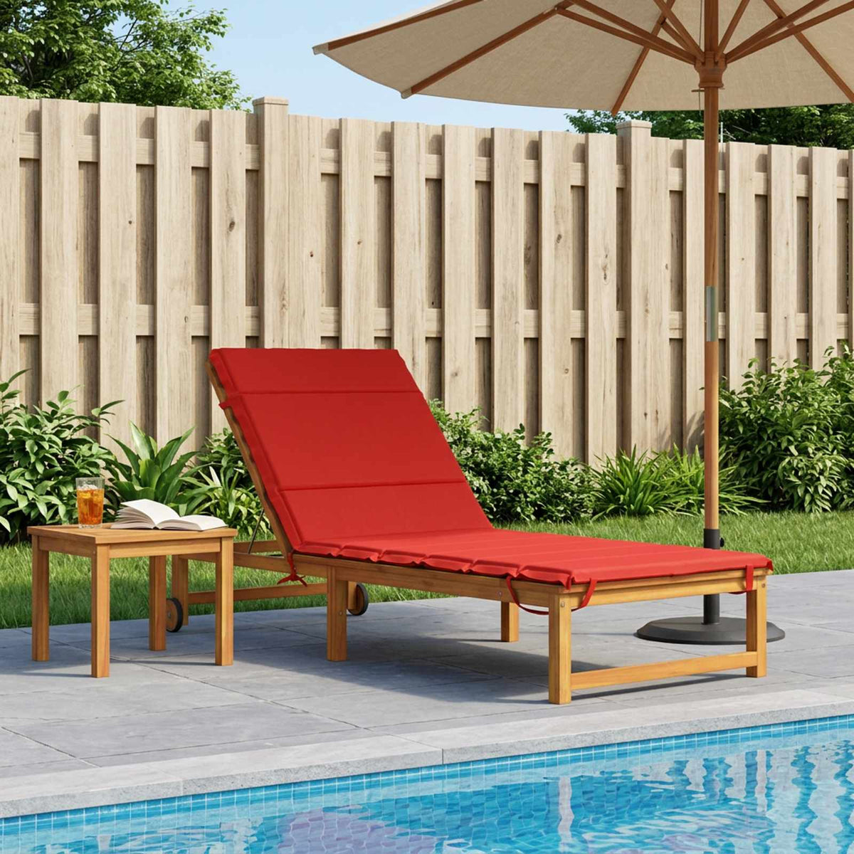 vidaXL Sunlounger Cushion GEMERT 100% Polyester Red 200 x 80 x 3 cm 1