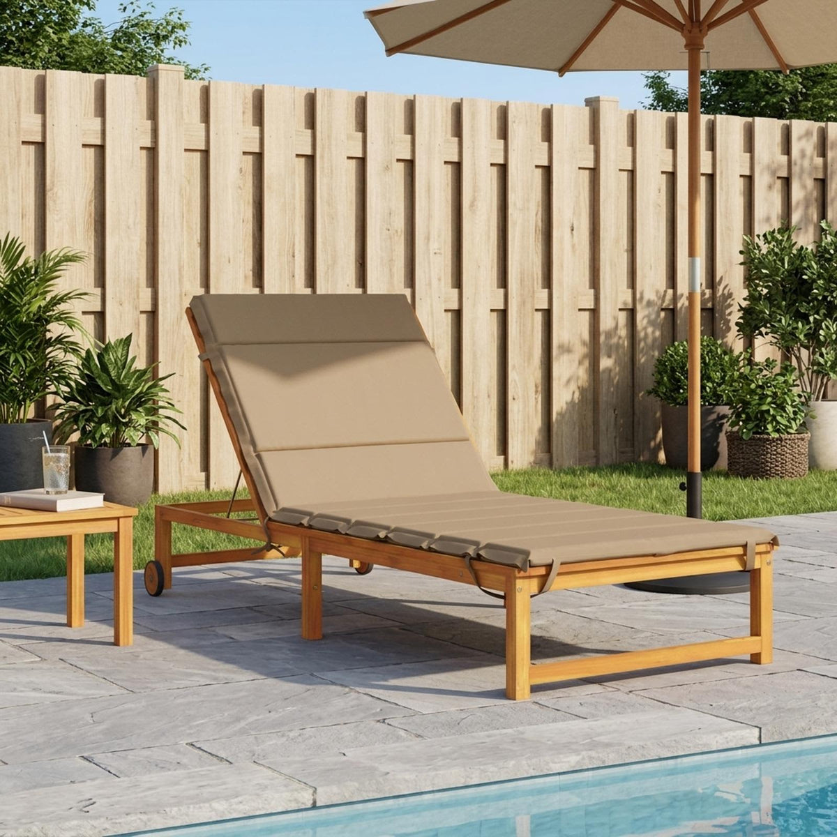 vidaXL Sunlounger Cushion GEMERT 100% Polyester Taupe 200 x 80 x 3 cm 1