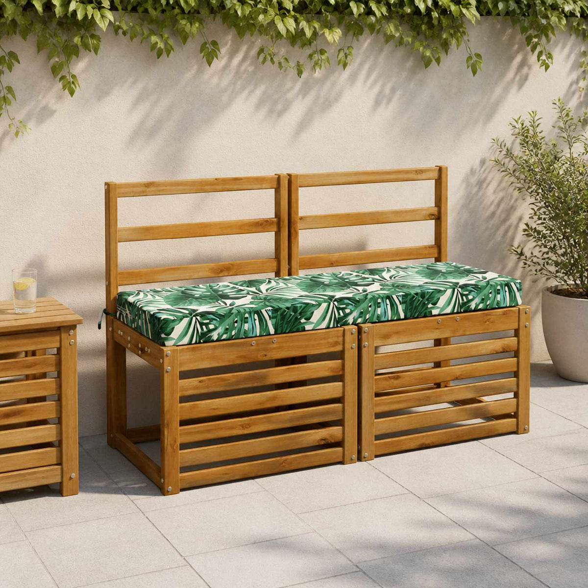 vidaXL Bench Cushions SOEST 2 pcs 100% Polyester Leaf Pattern 1