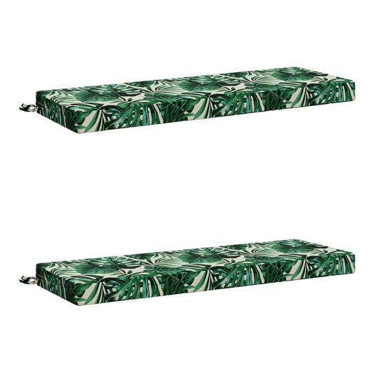 Bench Cushions SOEST 2 pcs 100% Polyester Leaf Pattern