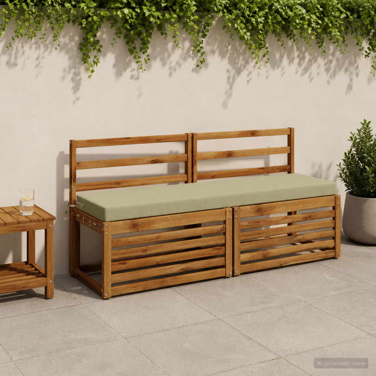 vidaXL 2-Piece Bench Cushions SOEST 2 pcs 100% Polyester Light Green 1