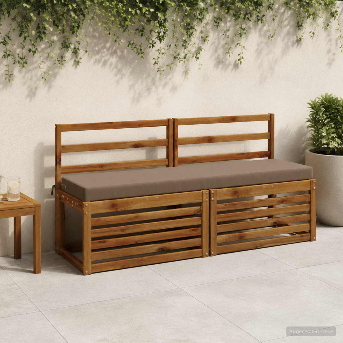 vidaXL 2-Piece Bench Cushions SOEST 2 pcs 100% Polyester Taupe 1