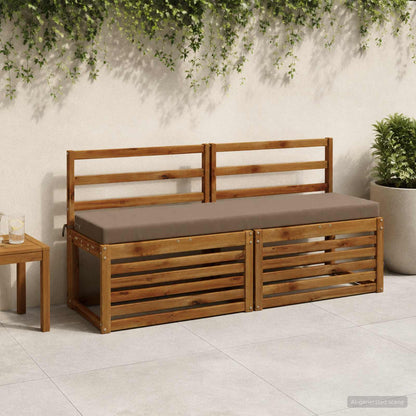 vidaXL 2-Piece Bench Cushions SOEST 2 pcs 100% Polyester Taupe 1