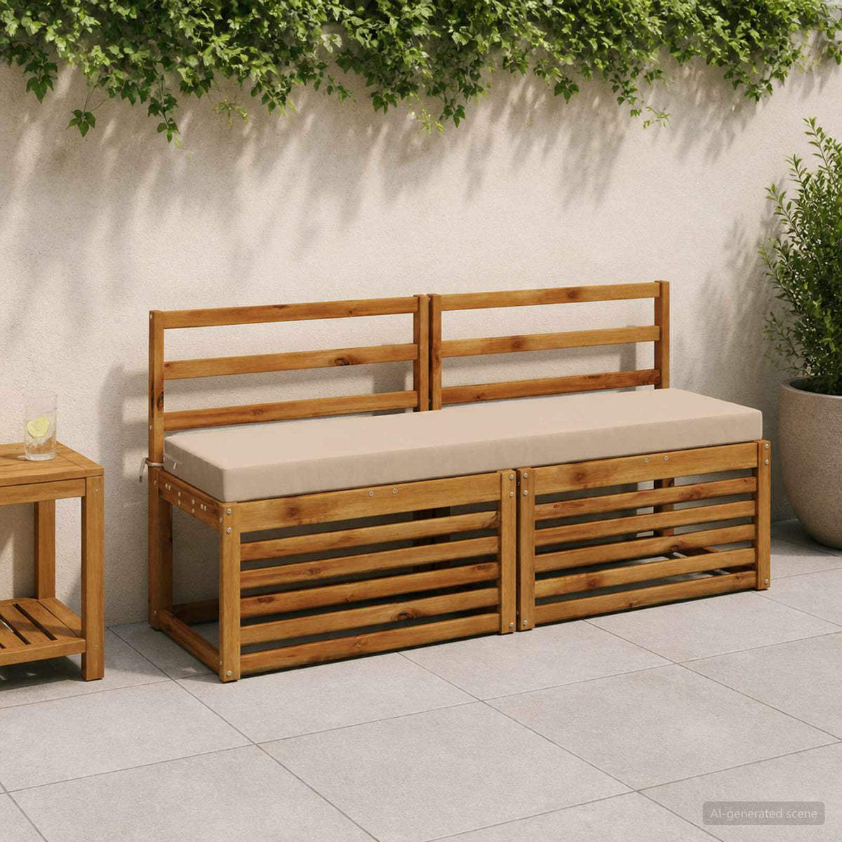 vidaXL 2-Piece Bench Cushions SOEST 100% Polyester Sand 1