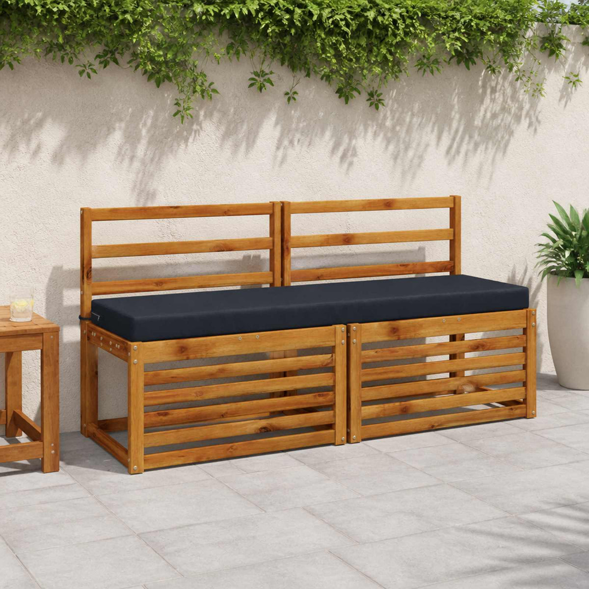 Bench Cushions SOEST Polyester Melange Depth Height Width Dark blue