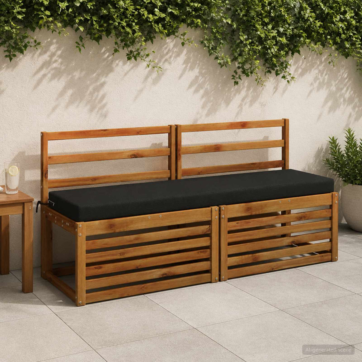 vidaXL 2-Piece Bench Cushions SOEST 2 pcs 100% Polyester Black 1