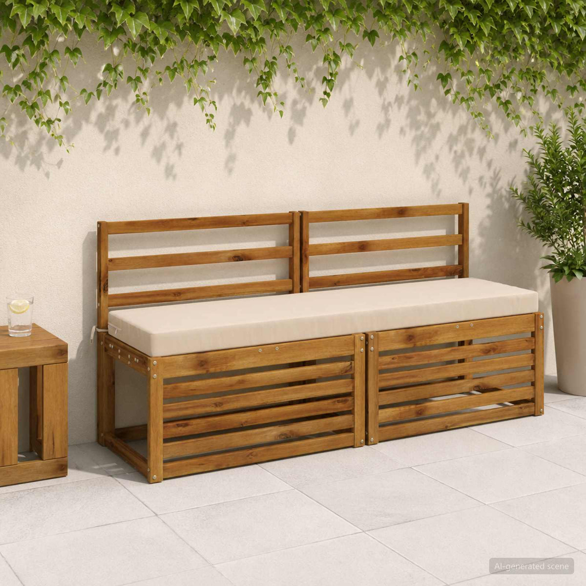 vidaXL 2-Piece Bench Cushions SOEST 2 pcs 100% Polyester Cream 1