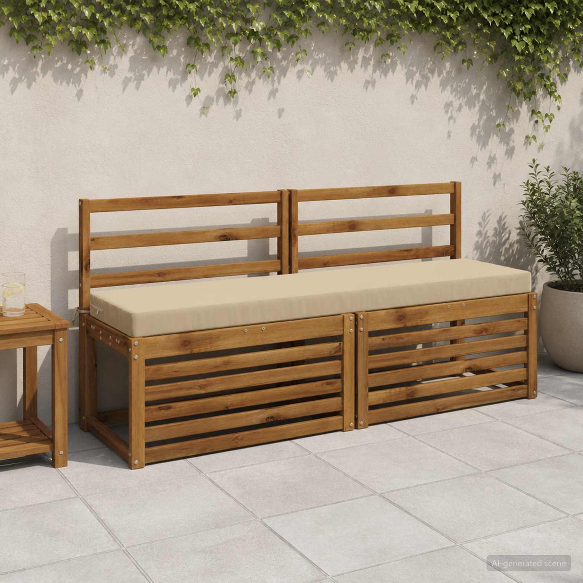 vidaXL 2-Piece Bench Cushions SOEST 2 pcs 100% Polyester Beige 1