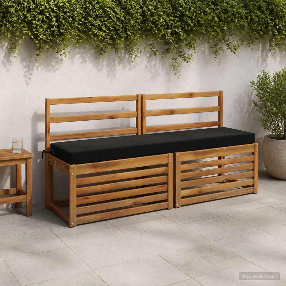vidaXL 2-Piece Bench Cushions SOEST 2 pcs 100% Polyester Black 1