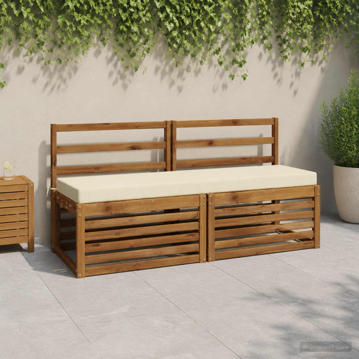 vidaXL 2-Piece Bench Cushions SOEST 2 pcs 100% Polyester Cream 1