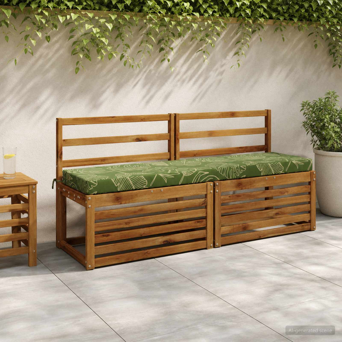 vidaXL 2-Piece Bench Cushions SOEST 2 pcs 100% Polyester Leaf Design 1