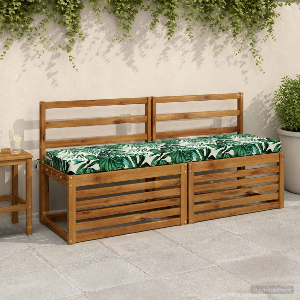 vidaXL 2-Piece Bench Cushions SOEST 2 pcs 100% Polyester Leaf Pattern 1