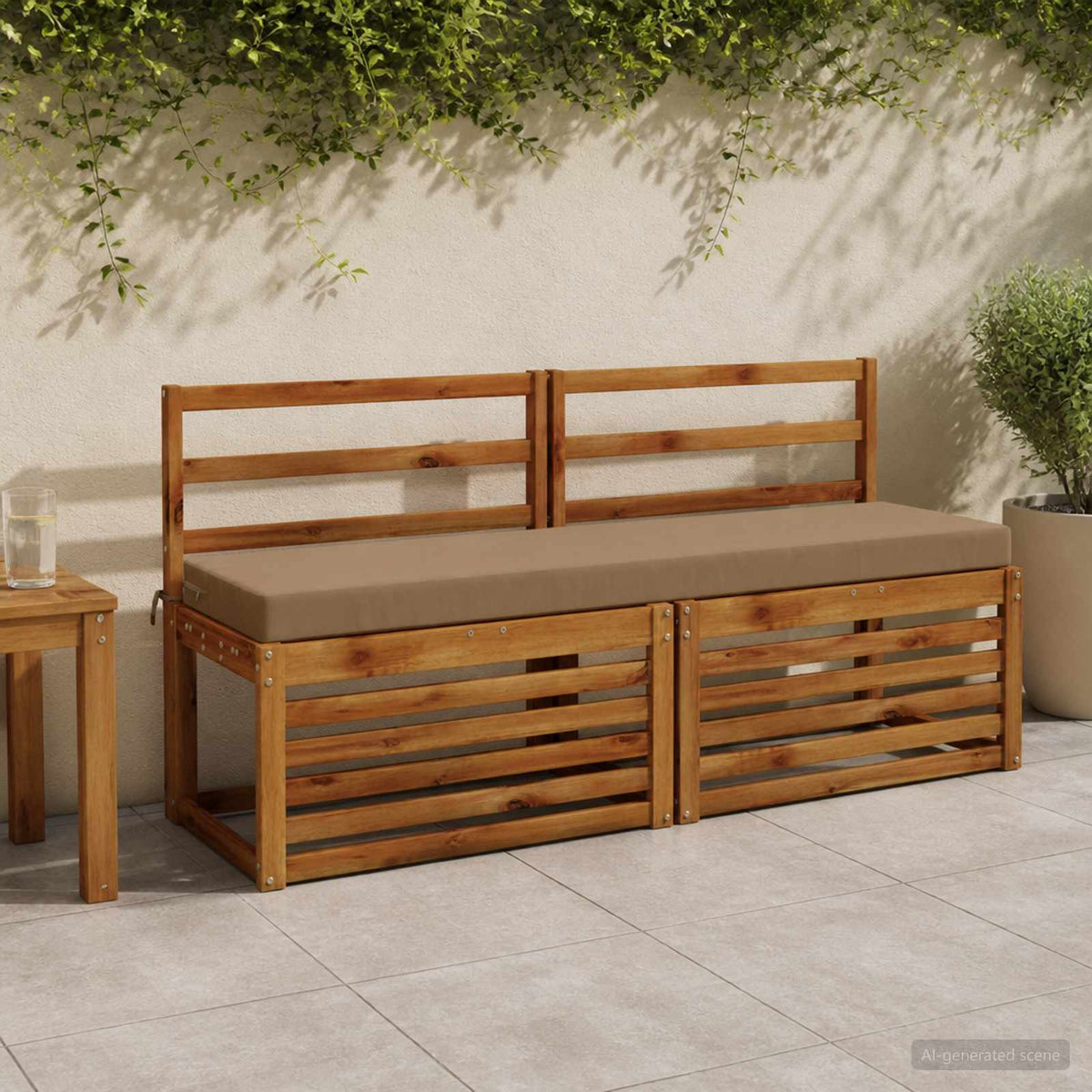 vidaXL 2-Piece Bench Cushions SOEST 2 pcs 100% Polyester Taupe 1
