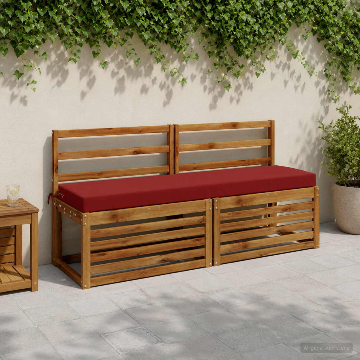vidaXL 2-Piece Bench Cushions SOEST 2 pcs 100% Polyester Wine Red 1