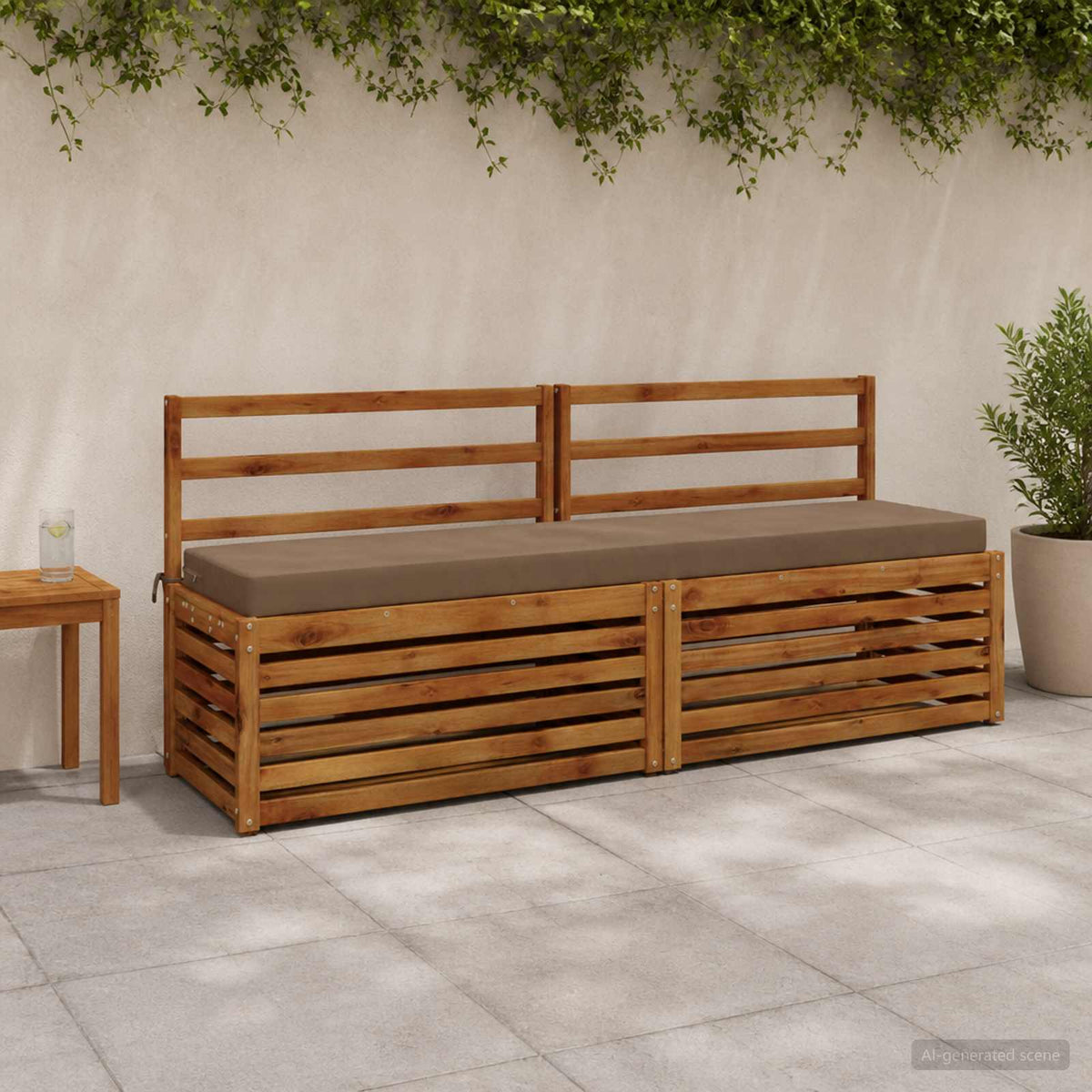 vidaXL 2-Piece Bench Cushions SOEST 2 pcs 100% Polyester Taupe 1