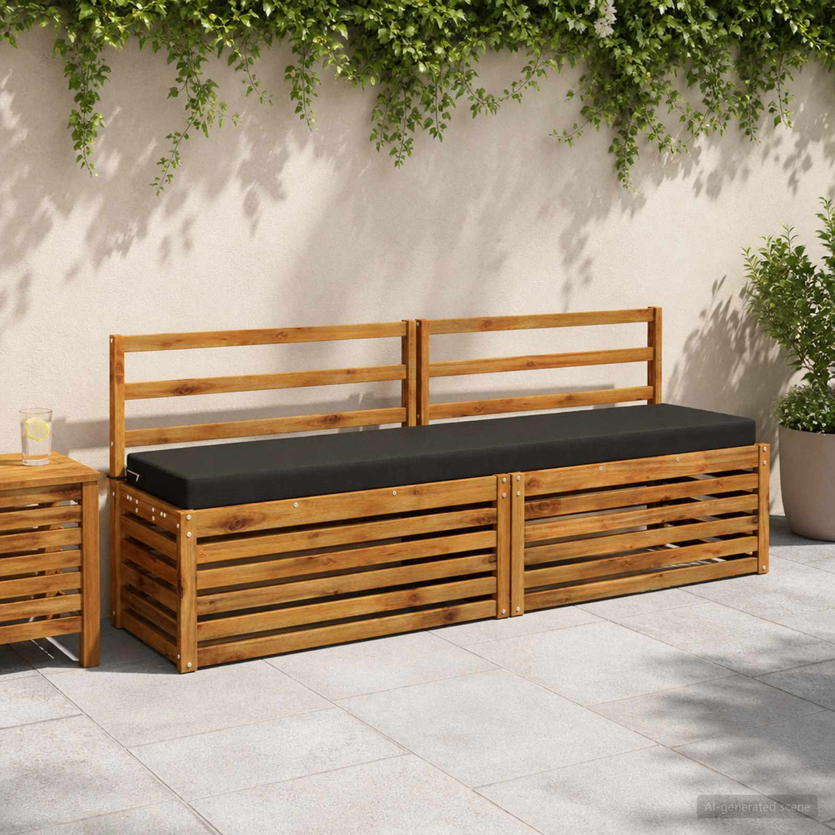 vidaXL 2-Piece Bench Cushions SOEST 2 pcs 100% Polyester Black 1