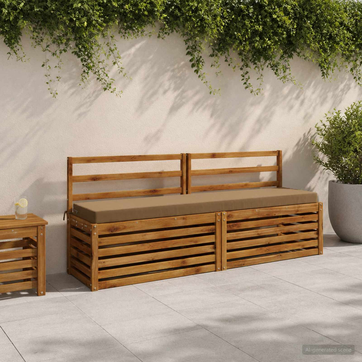 vidaXL 2-Piece Bench Cushions SOEST 2 pcs 100% Polyester Taupe 1