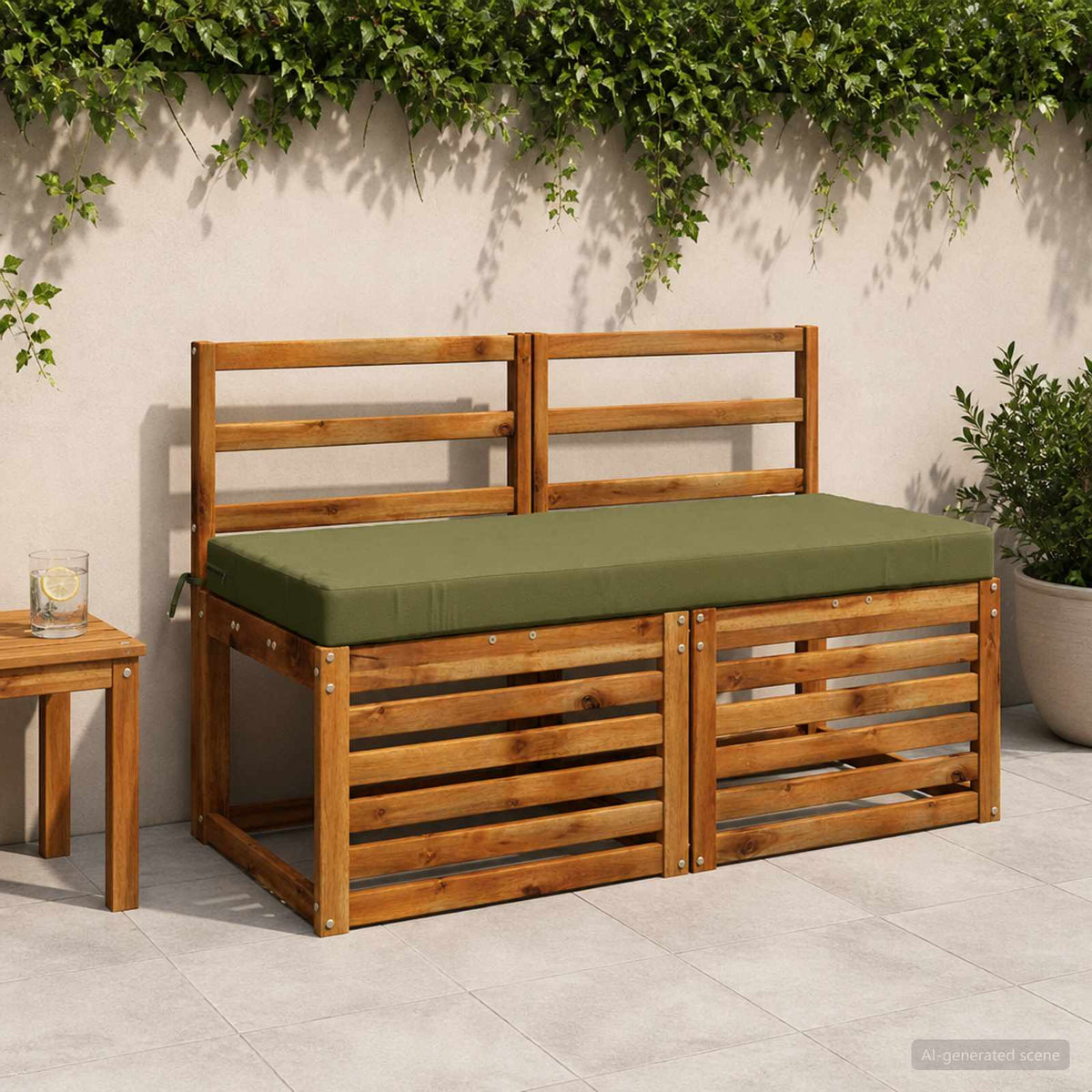 Bench Cushions SOEST 2 pcs 100% Polyester Olive Green