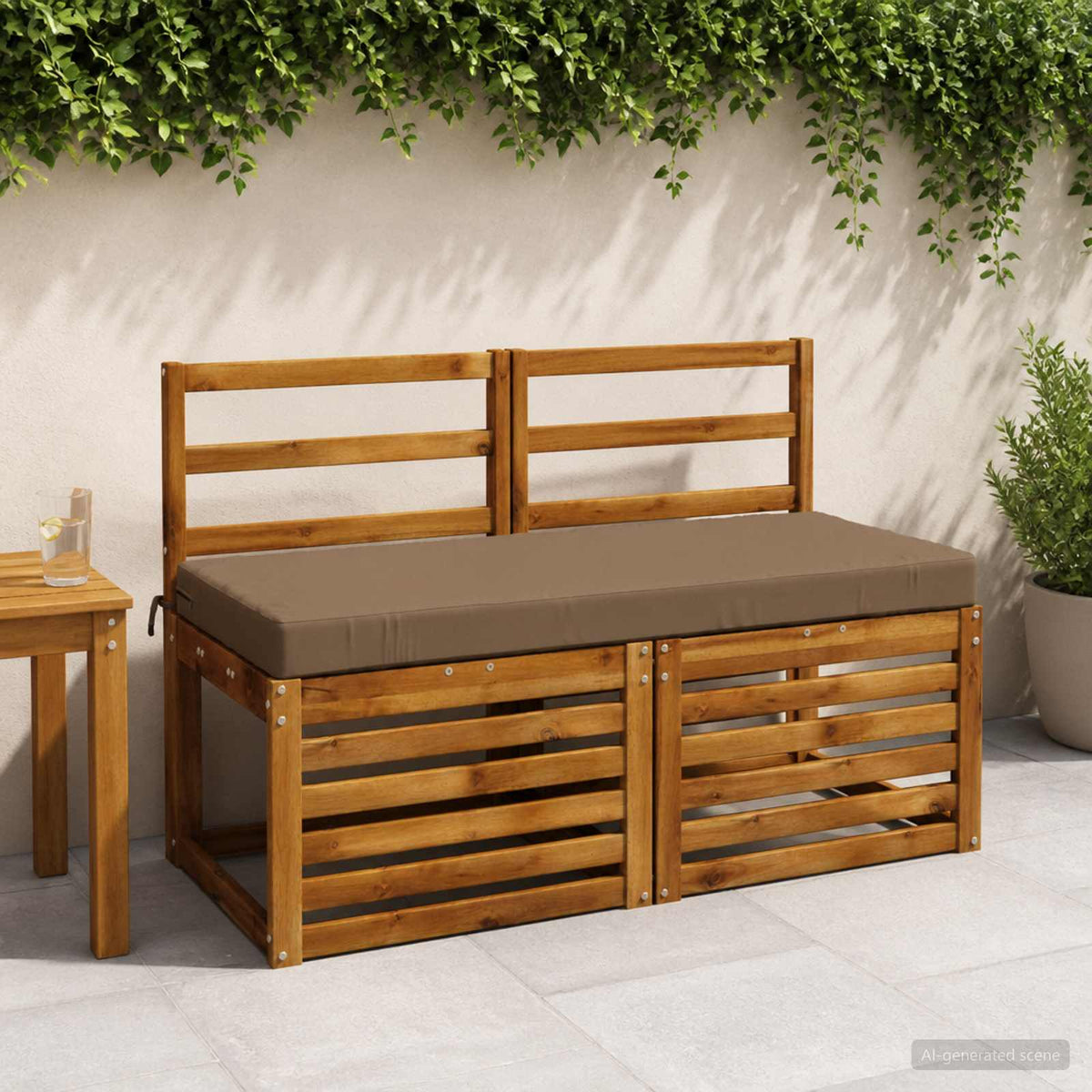 Bench Cushions SOEST 2 pcs 100% Polyester Taupe