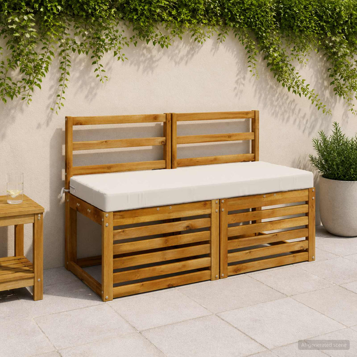 vidaXL Bench Cushions SOEST 2 pcs 100% Polyester White 120 x 50 x 8 cm 1