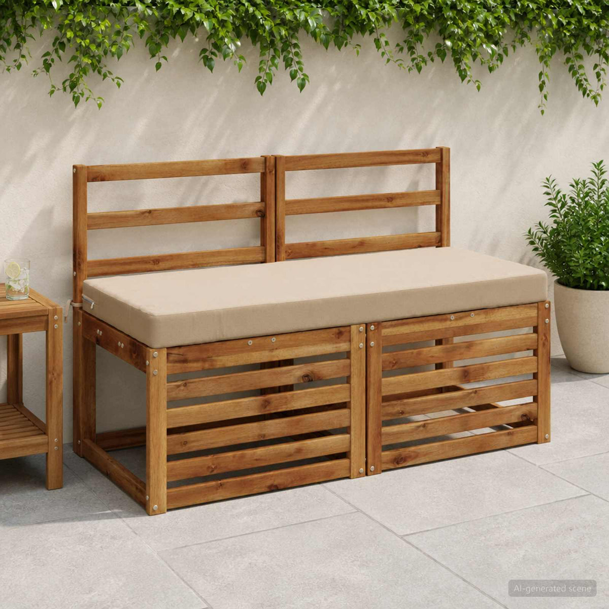 Bench Cushions SOEST 2 pcs 100% Polyester Sand