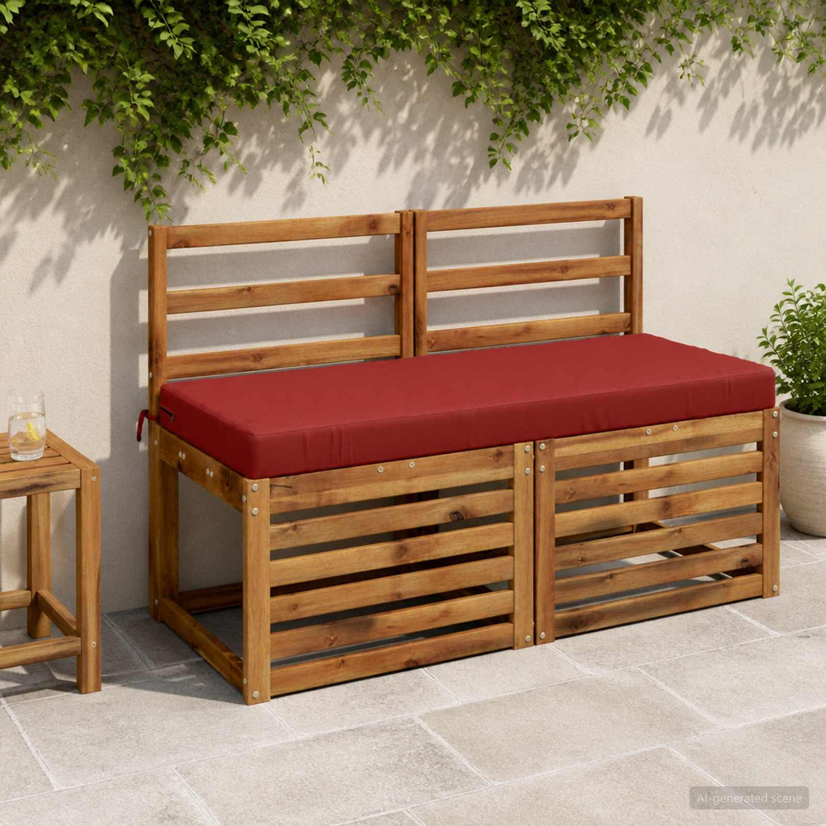 vidaXL Bench Cushions SOEST 2 pcs 100% Polyester Red 120 x 50 x 8 cm 1
