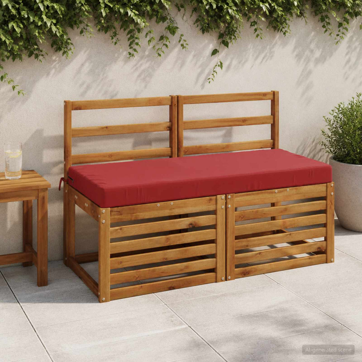 Bench Cushions SOEST 2 pcs 100% Polyester Wine Red 1