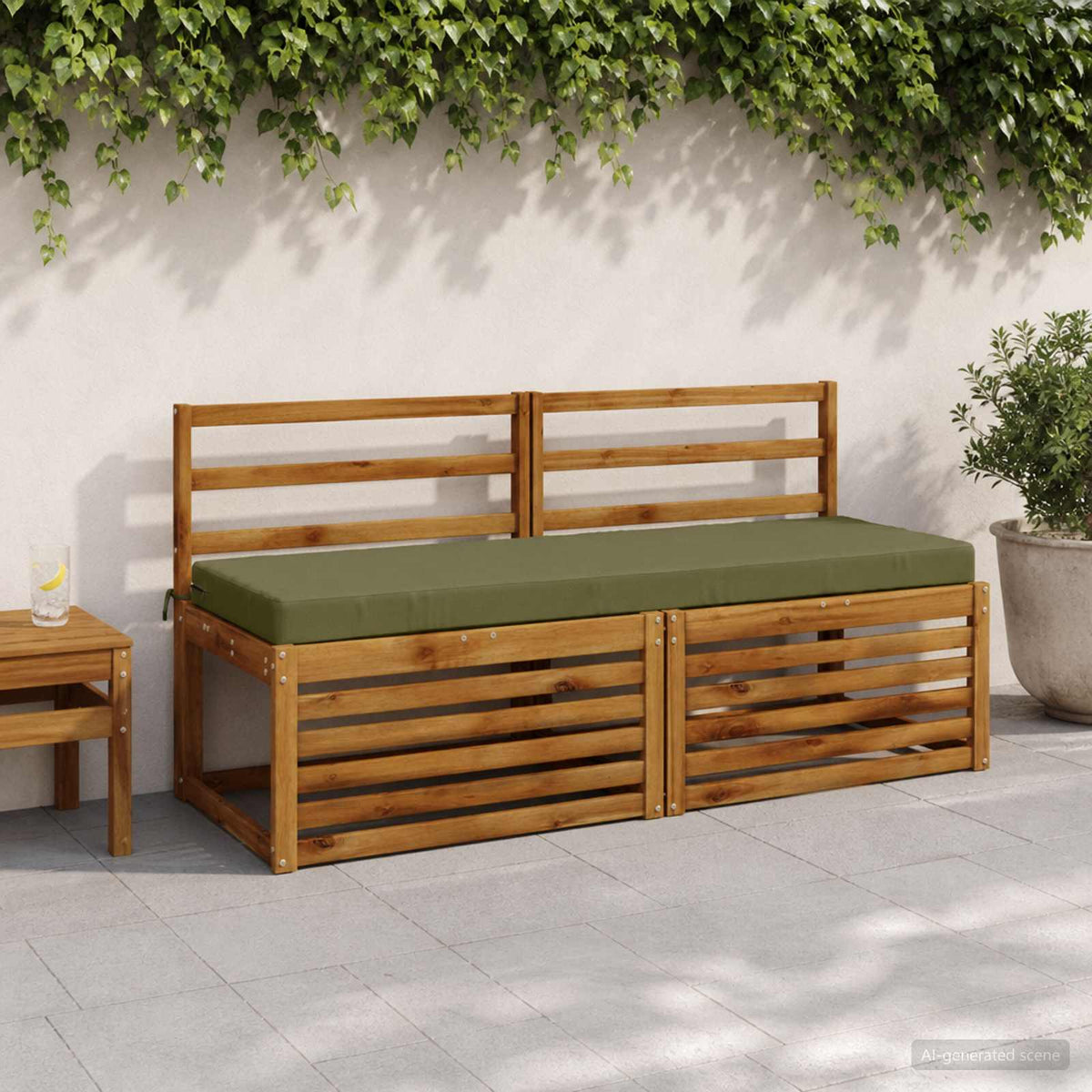 vidaXL Bench Cushions SOEST 2 pcs 100% Polyester Olive Green 1