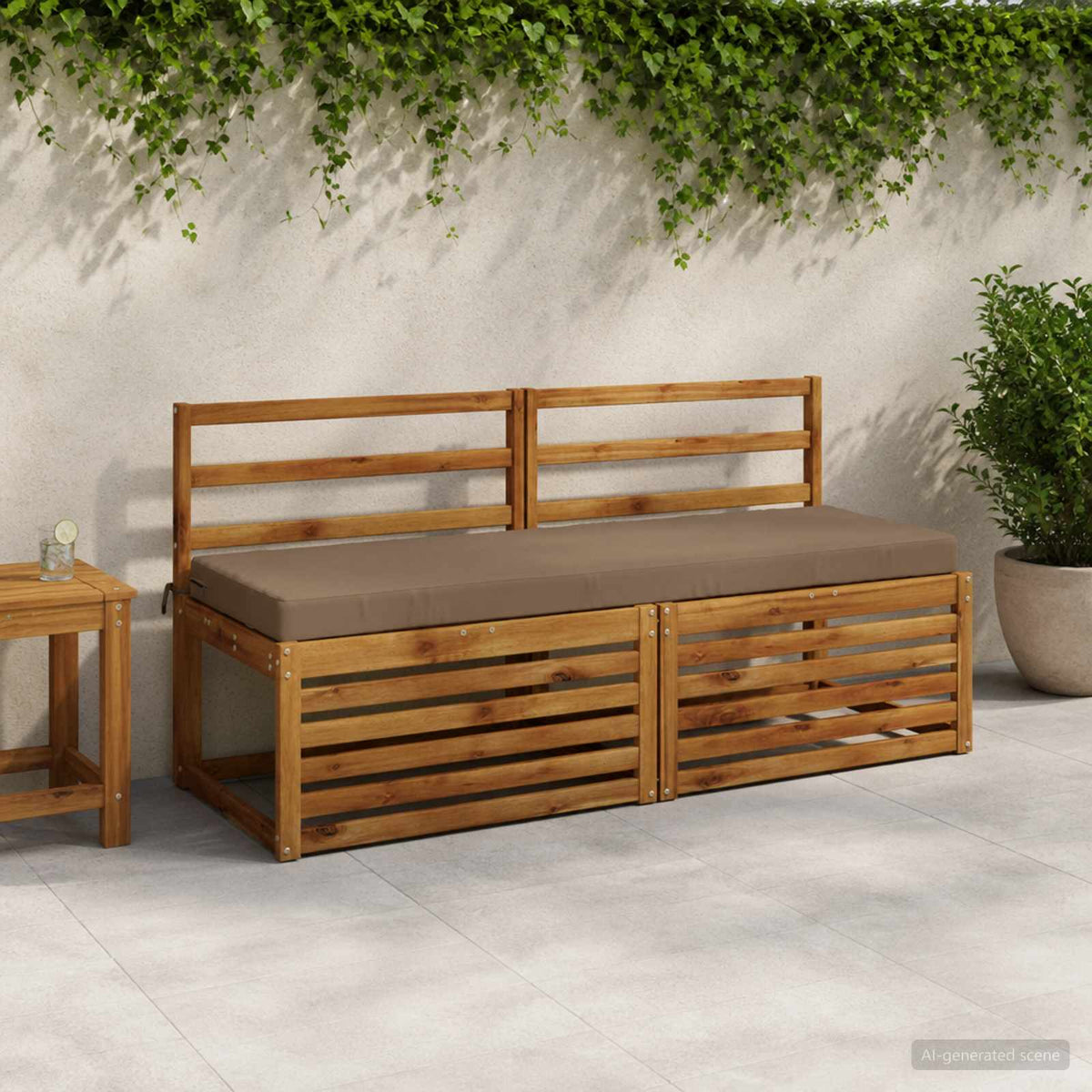 vidaXL 2-Piece Bench Cushions SOEST 2 pcs 100% Polyester Taupe 1