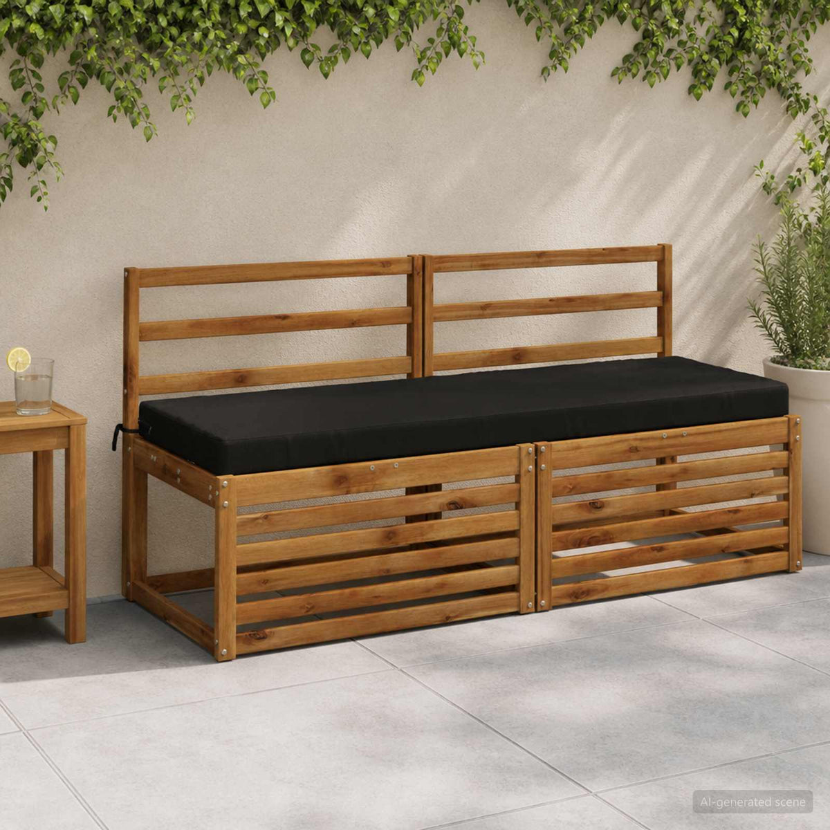 vidaXL 2-Piece Bench Cushions SOEST 2 pcs 100% Polyester Black 1