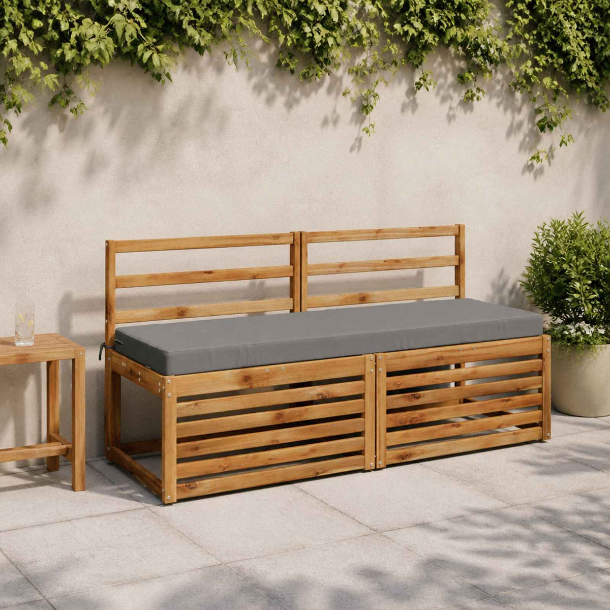 vidaXL Bench Cushions SOEST 2 pcs 100% Polyester Grey 150 x 50 x 8 cm 1