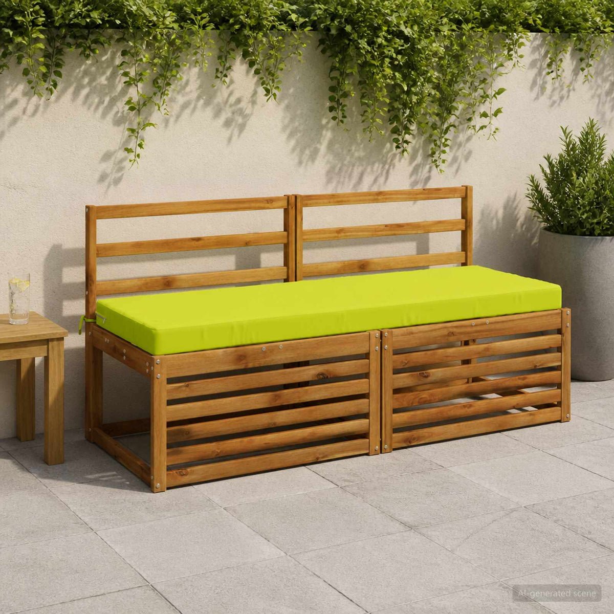 vidaXL 2-Piece Bench Cushions SOEST 2 pcs 100% Polyester Bright Green 1