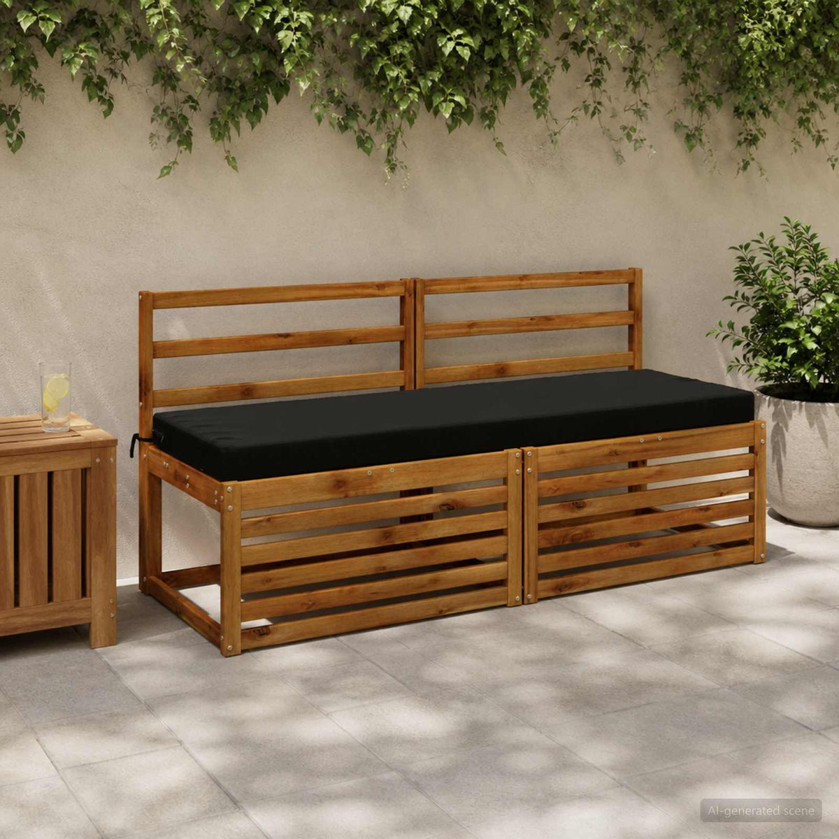 vidaXL 2-Piece Bench Cushions SOEST 2 pcs 100% Polyester Black 1