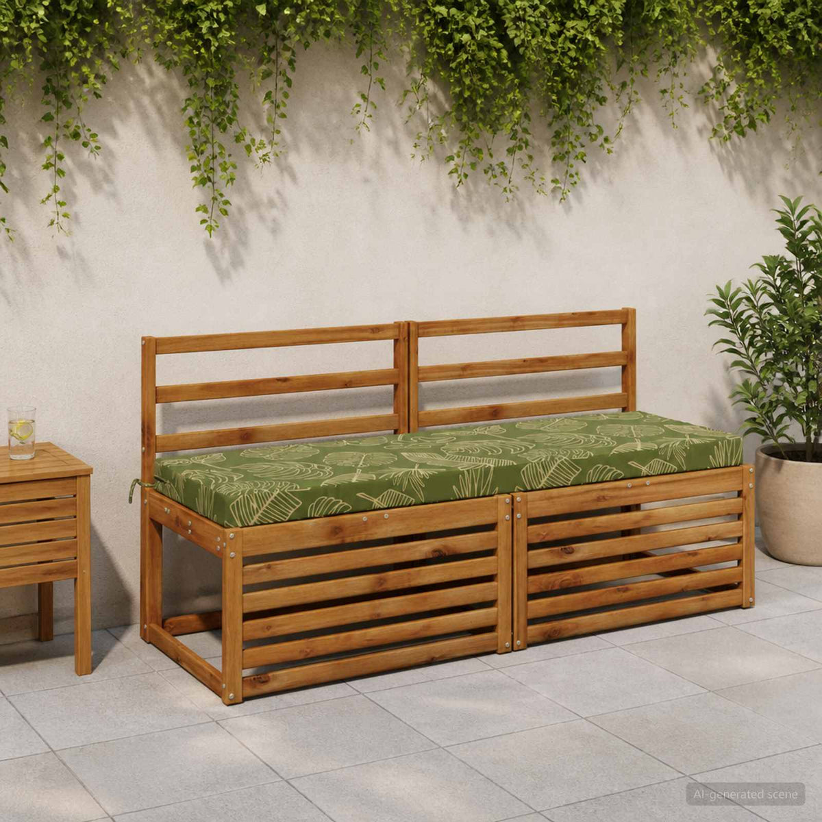 vidaXL 2-Piece Bench Cushions SOEST 2 pcs 100% Polyester Leaf Design 1