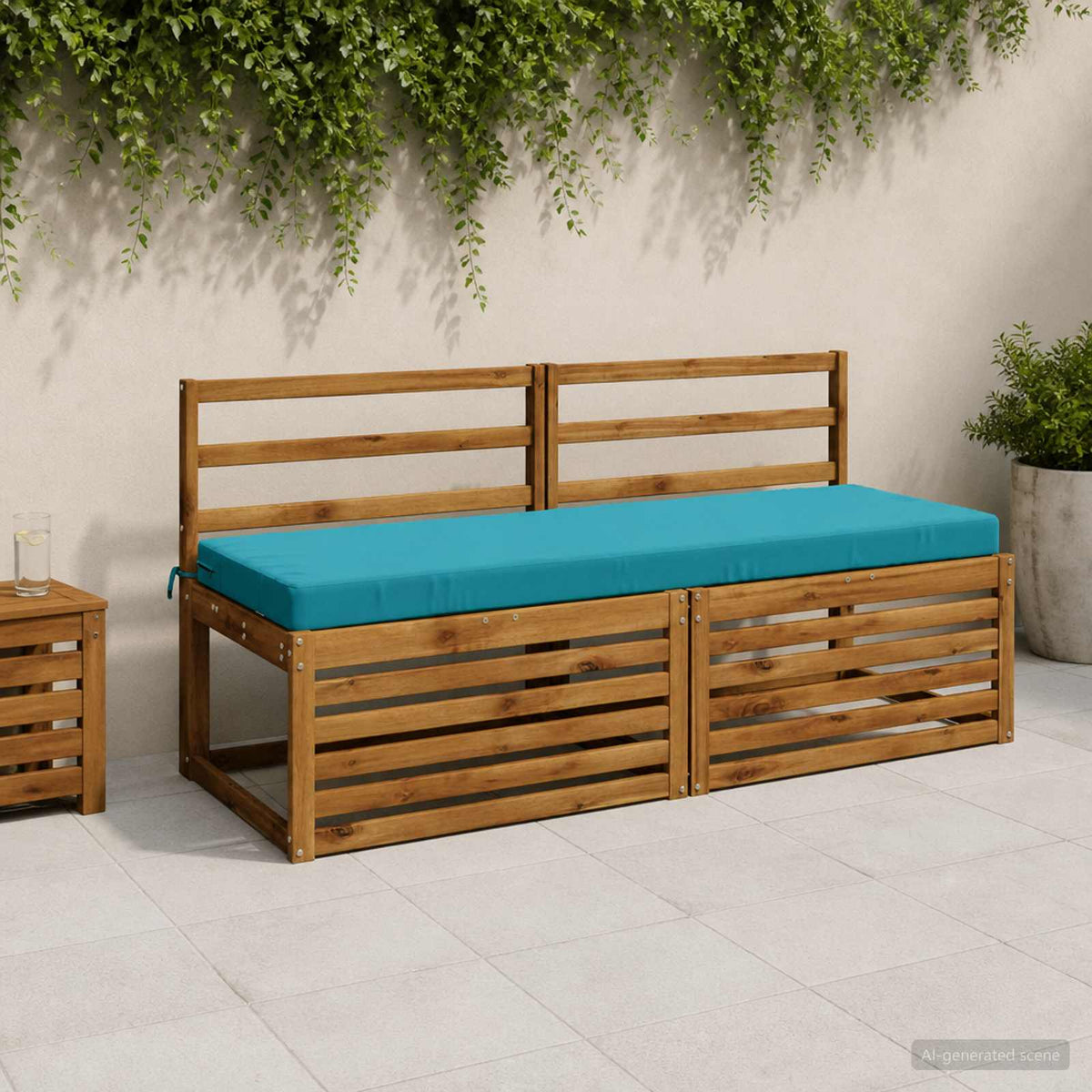 vidaXL 2-Piece Bench Cushions SOEST 100% Polyester Turquoise 1