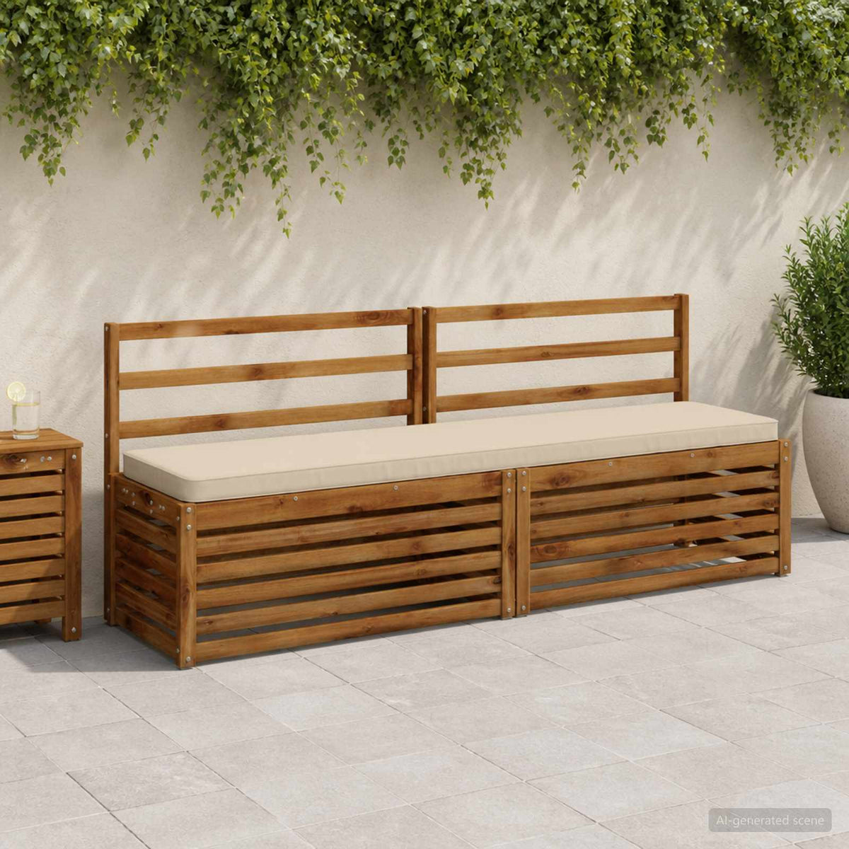 vidaXL 2-Piece Bench Cushions VUGHT 2 pcs 100% Polyester Beige 1