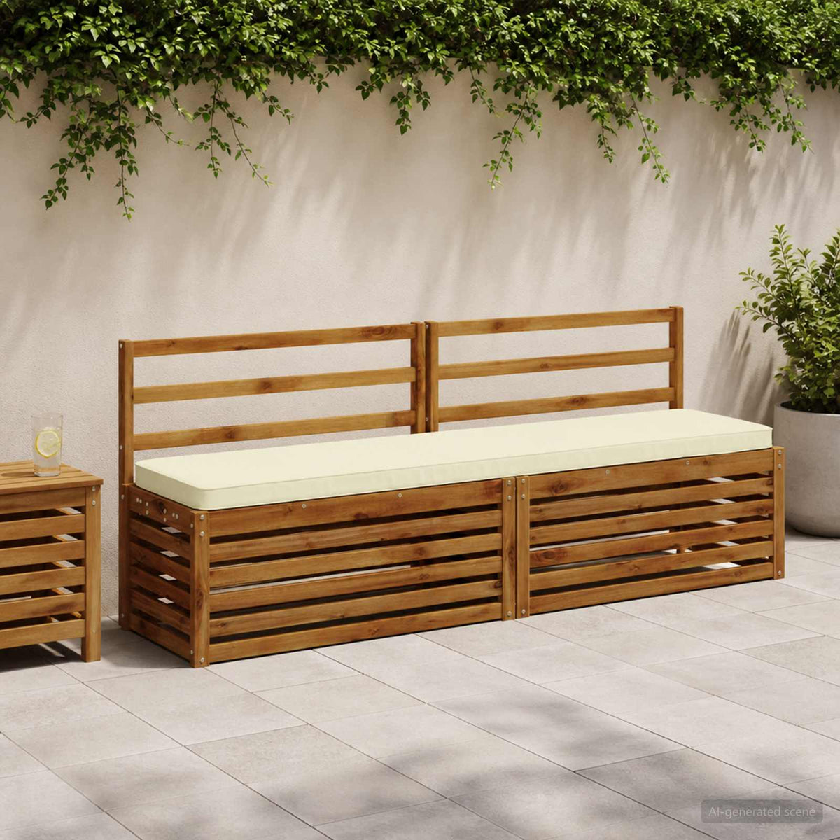 vidaXL 2-Piece Bench Cushions VUGHT 2 pcs 100% Polyester Cream 1