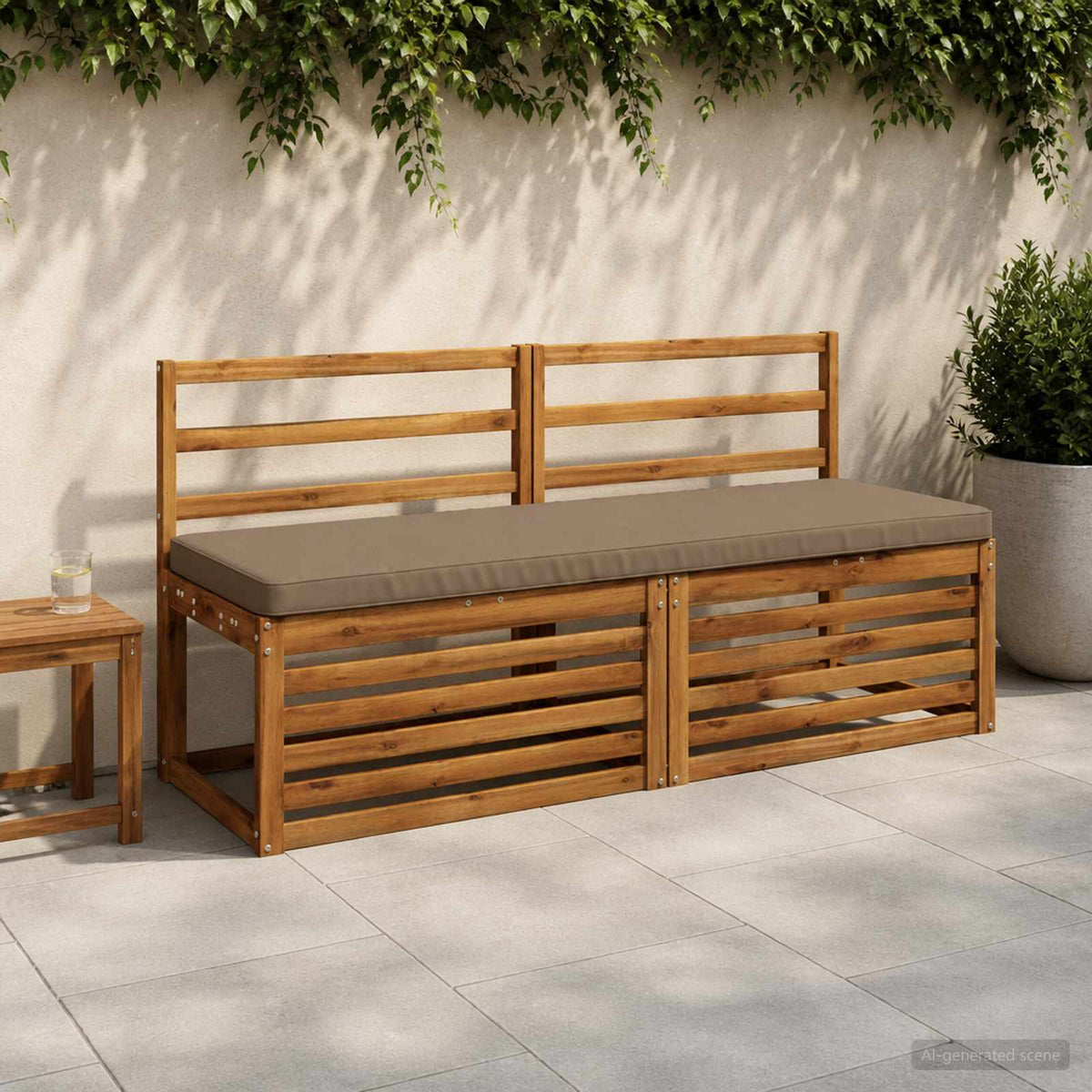 vidaXL 2-Piece Bench Cushions VUGHT 2 pcs 100% Polyester Taupe 1