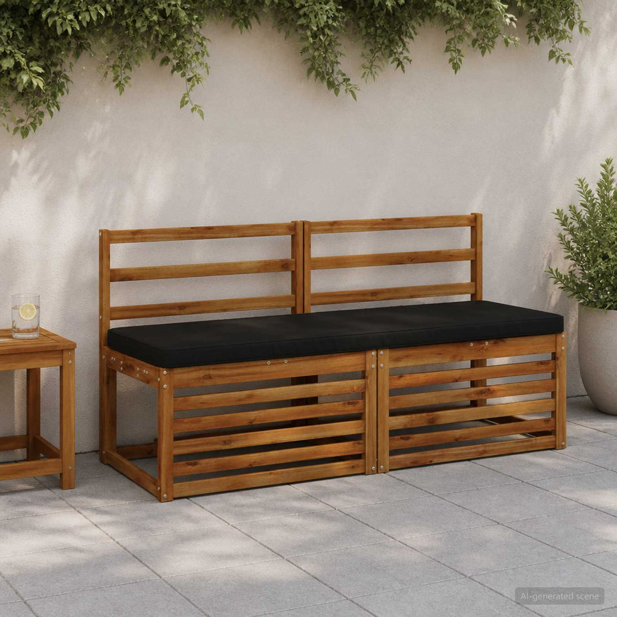 vidaXL 2-Piece Bench Cushions VUGHT 2 pcs 100% Polyester Black 1